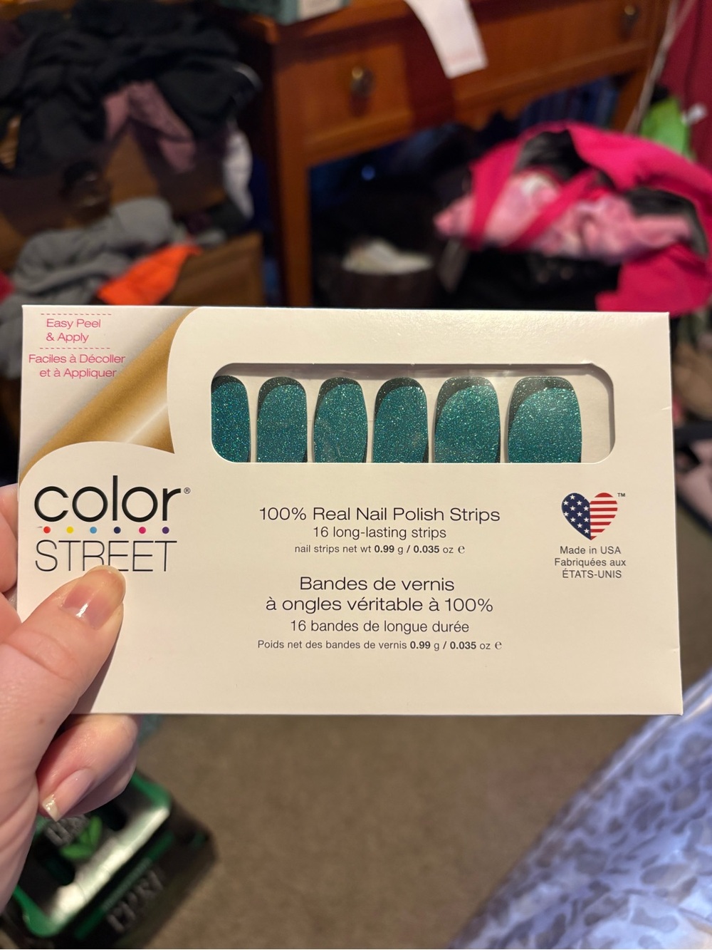 Color Street Teal Sparkle Nail Polish Strips
